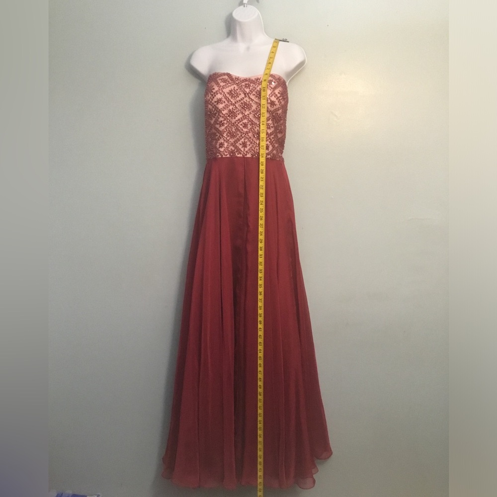 GIGI Strapless Lace Bodice Wine Red Evening Gown